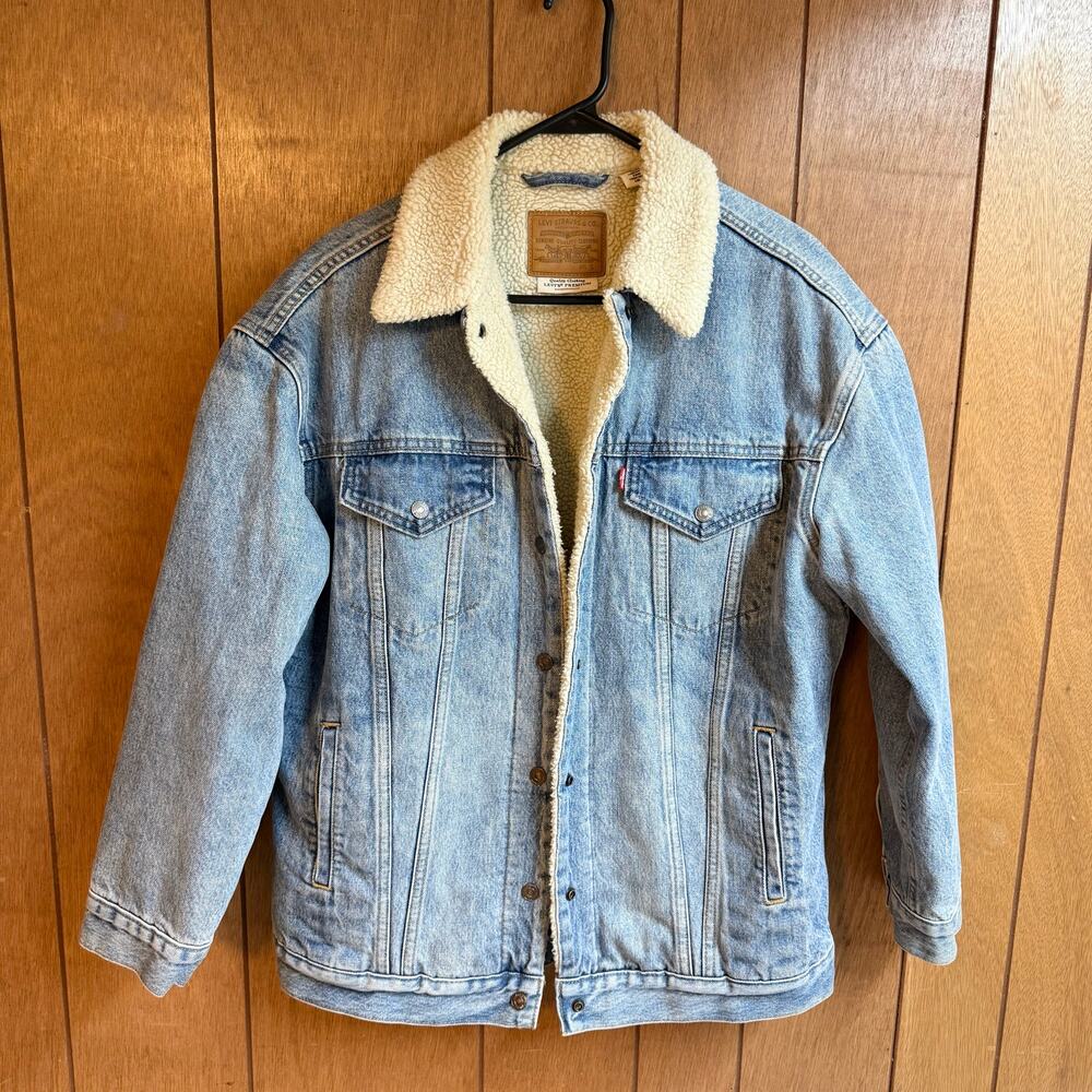 Levi’s Men’s Small Denim Sherpa Jacket Ranch Lined Trucker Retro 90s Outdoors